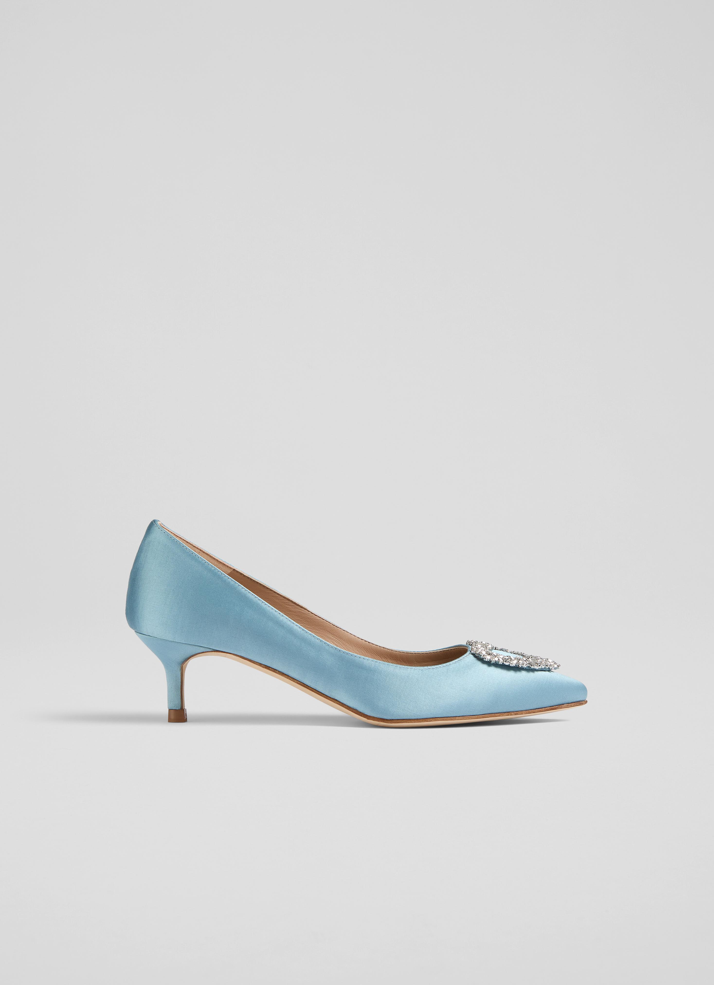 Lk bennett store blue velvet shoes